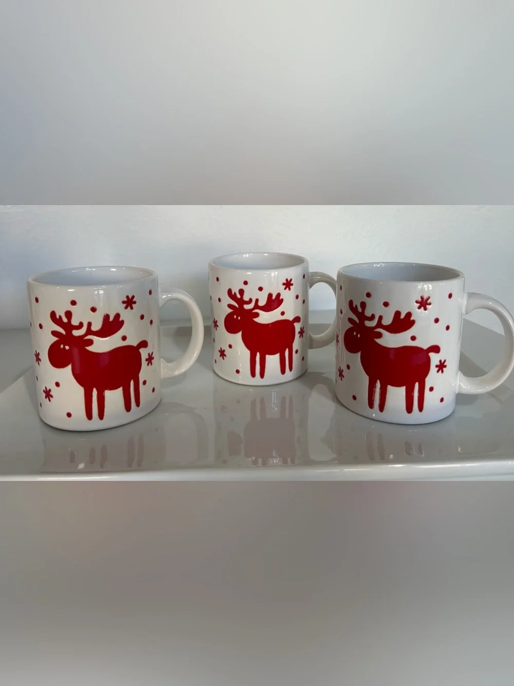 Rare Vintage Waechtersbach Germany Willie Reindeer Christmas Mugs - Set of 3